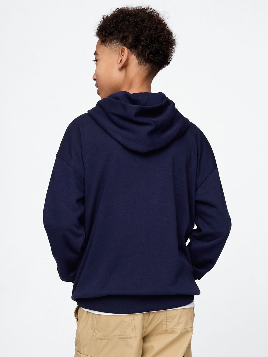 Felpa blu con cappuccio e logo GAP Bambino_2