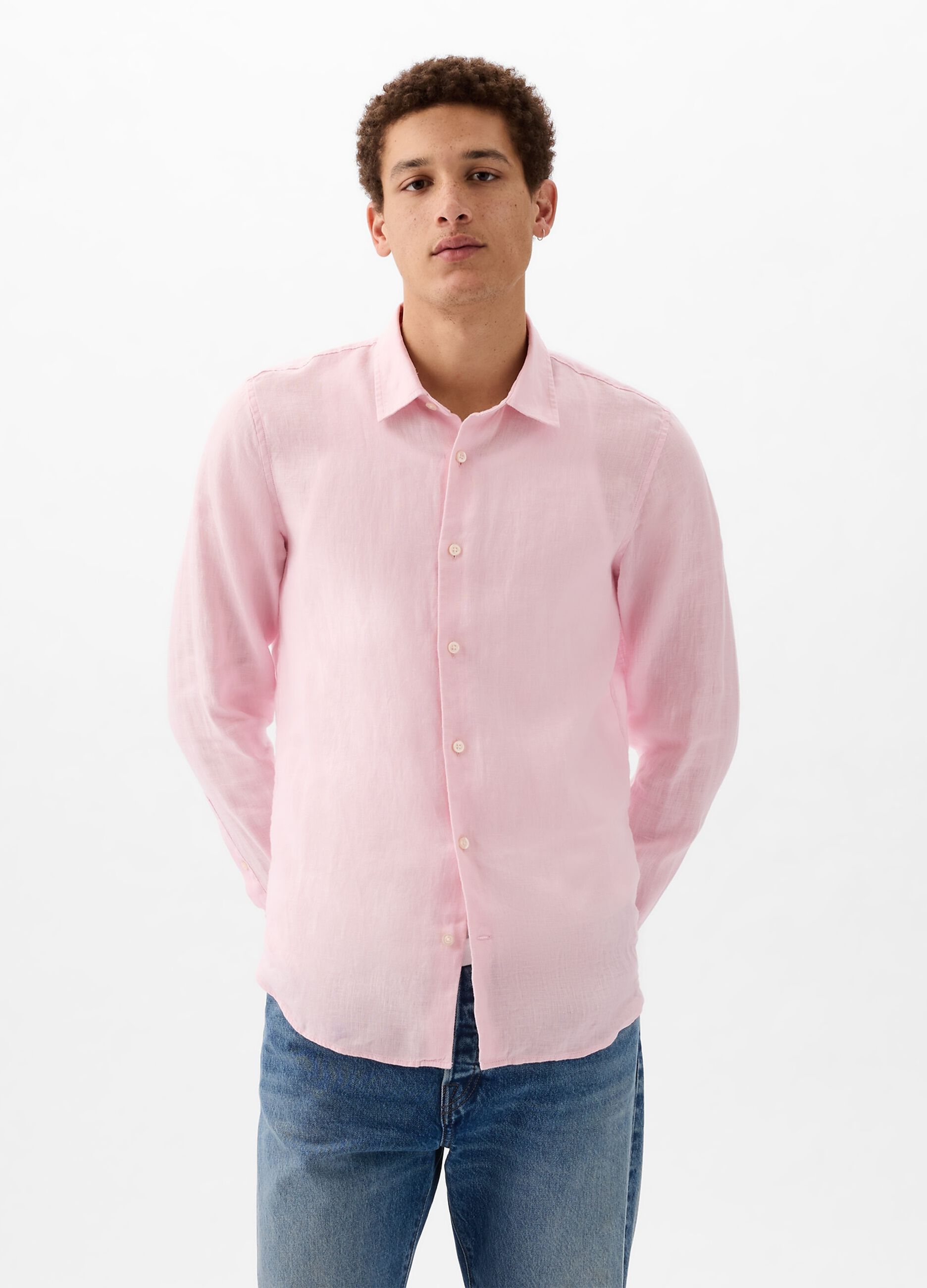 Camicia regular fit in lino