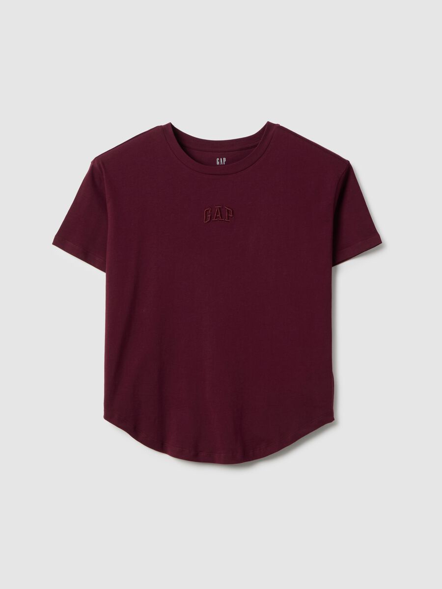 T-shirt rossa a maniche corte in puro cotone regular fit con logo Woman_0