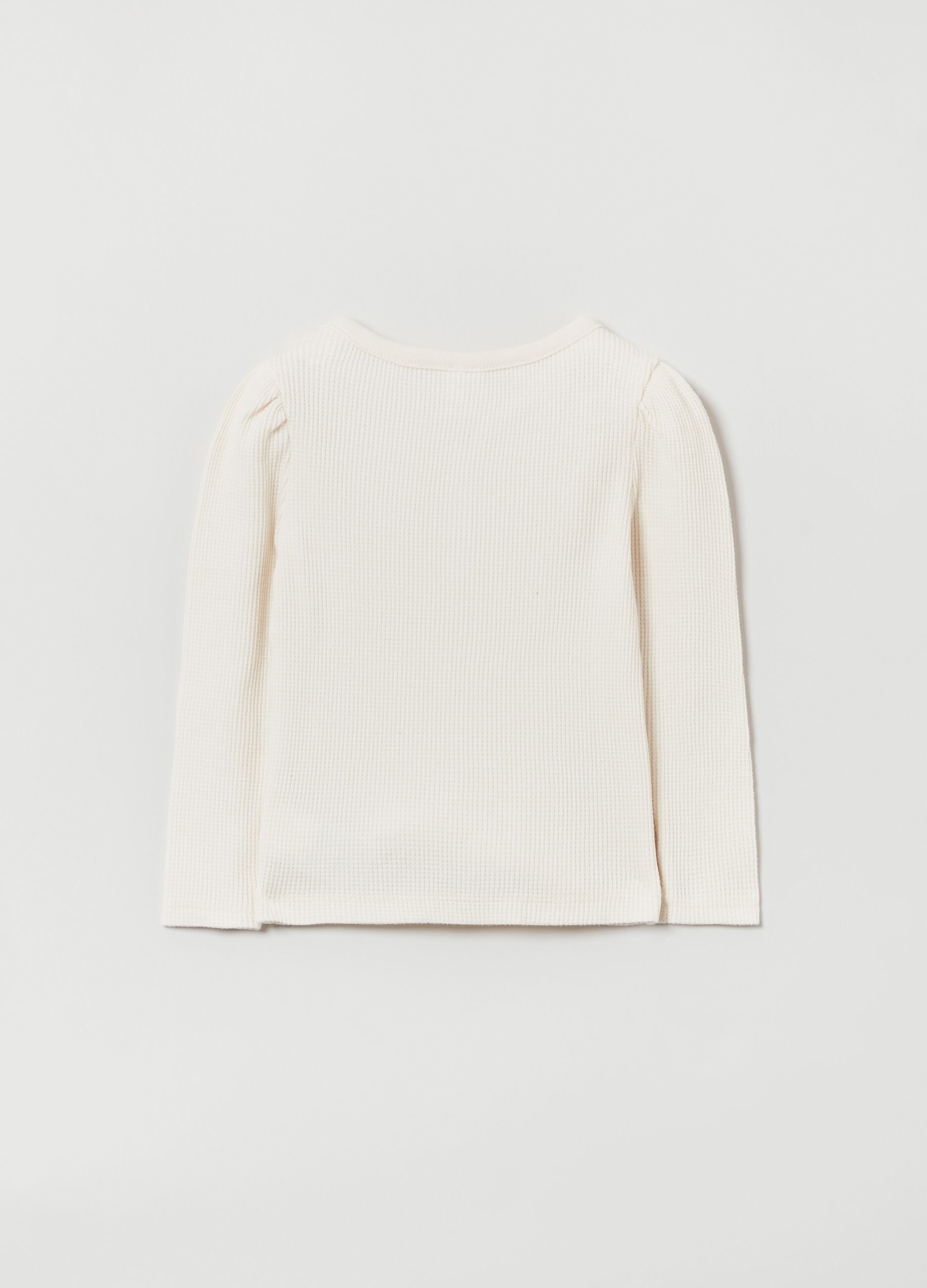 Long-sleeved T-shirt with waffle weave_1