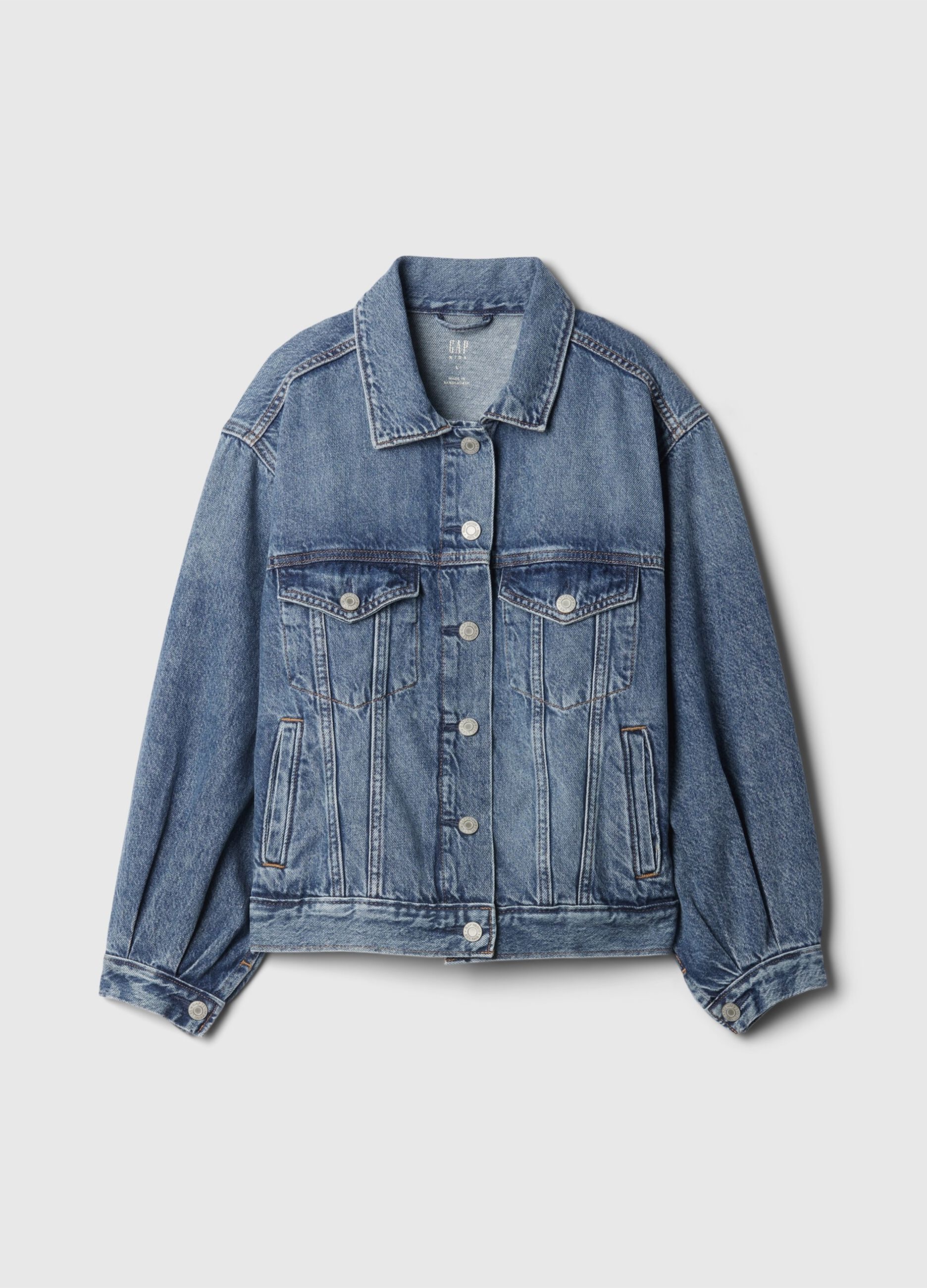 Giacca corta in denim acid wash_3