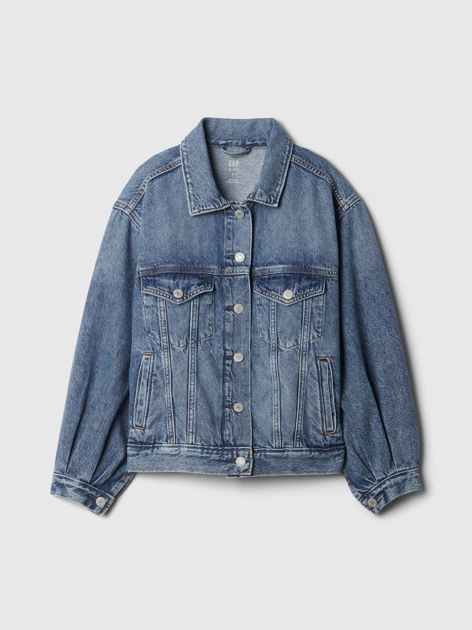 Giacca corta in denim acid wash_3