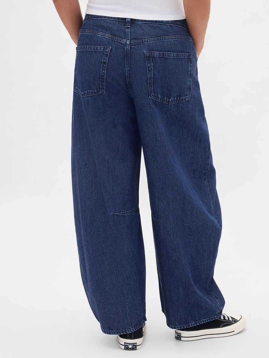 Pantaloni blu in denim ampi Donna_3