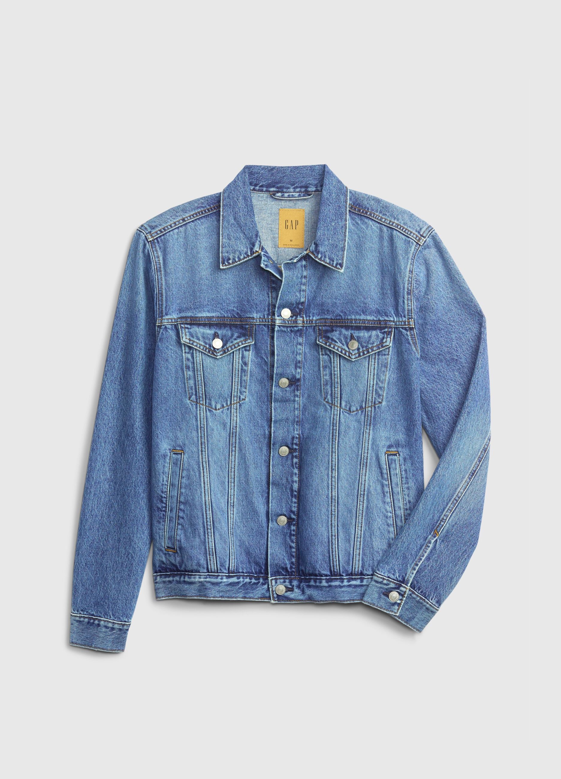 Giacca corta in denim acid wash_3