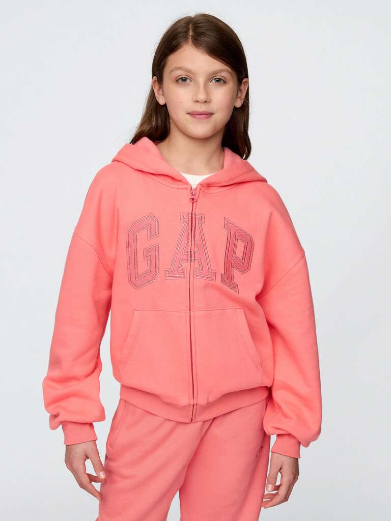 Felpa full zip rosa con logo