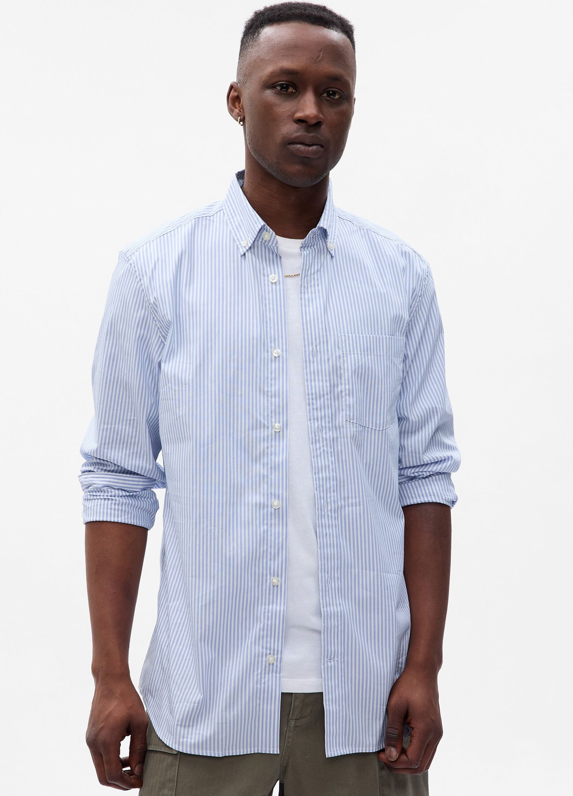 Regular-fit shirt in striped Coolmax® poplin