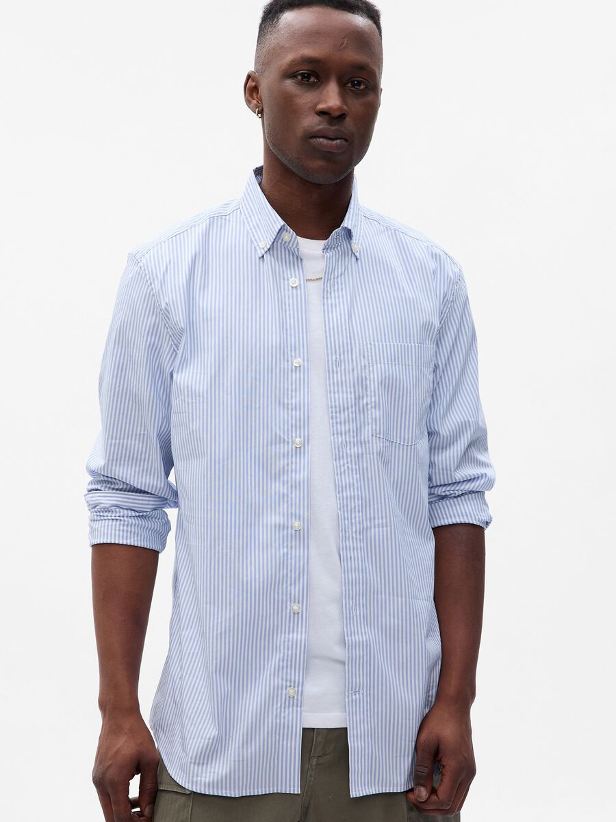Regular-fit shirt in striped Coolmax® poplin Man_0