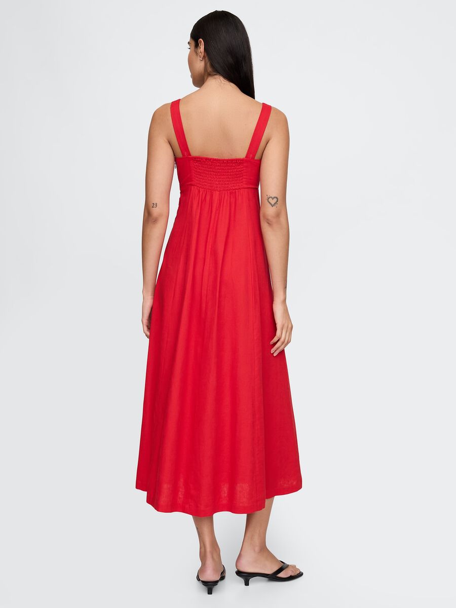 Abito lungo rosso in lino e viscosa Gap Donna_2