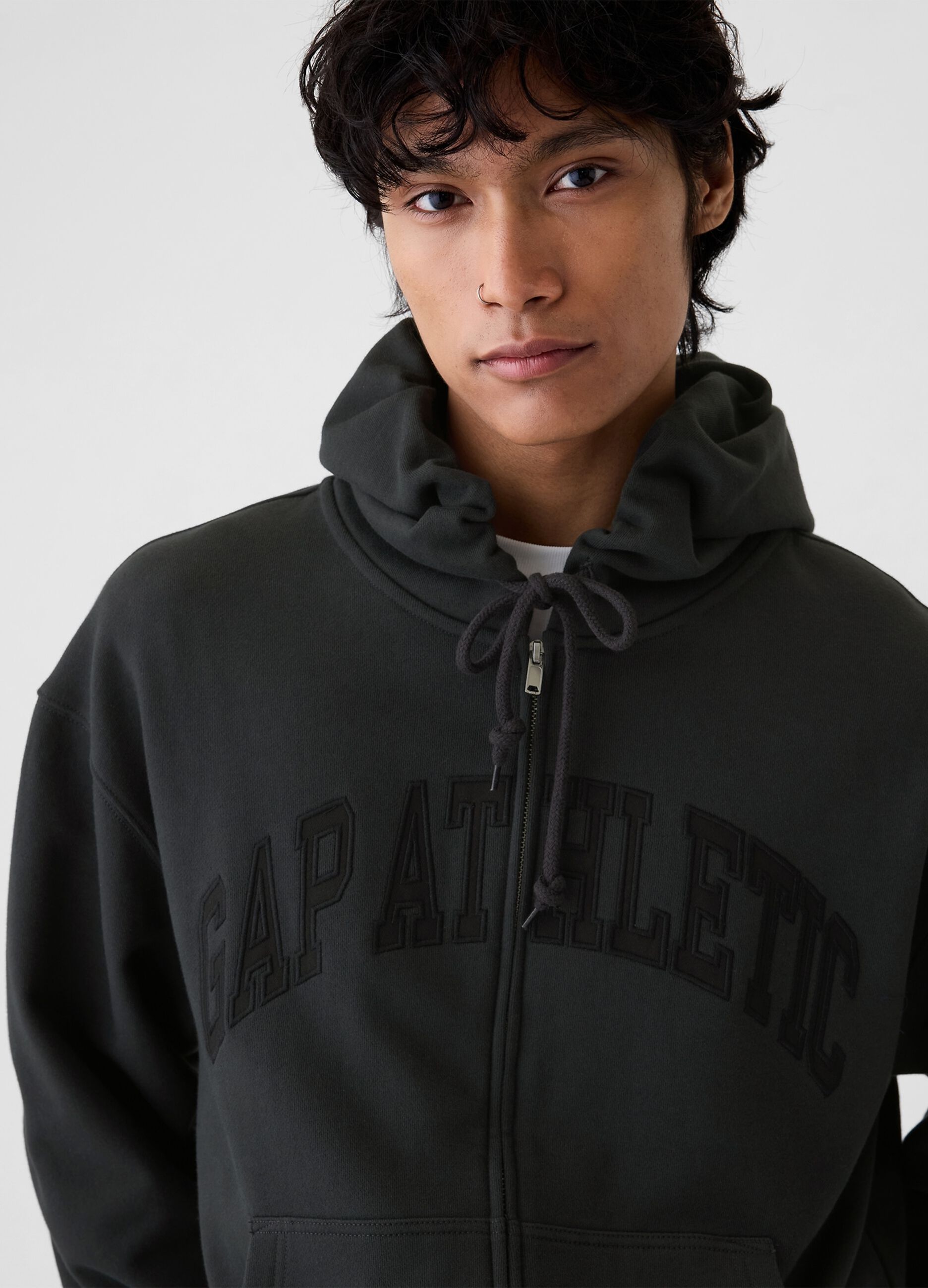 Full-zip con cappuccio e ricamo logo_3