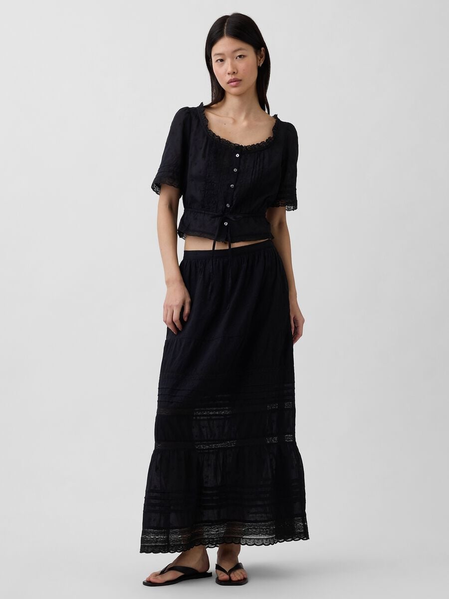 Blusa in puro cotone con pizzo Donna_4