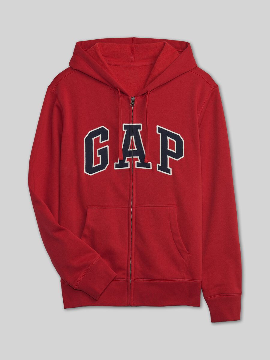 Felpa con logo GAP, cappuccio e zip in misto cotone Uomo_2