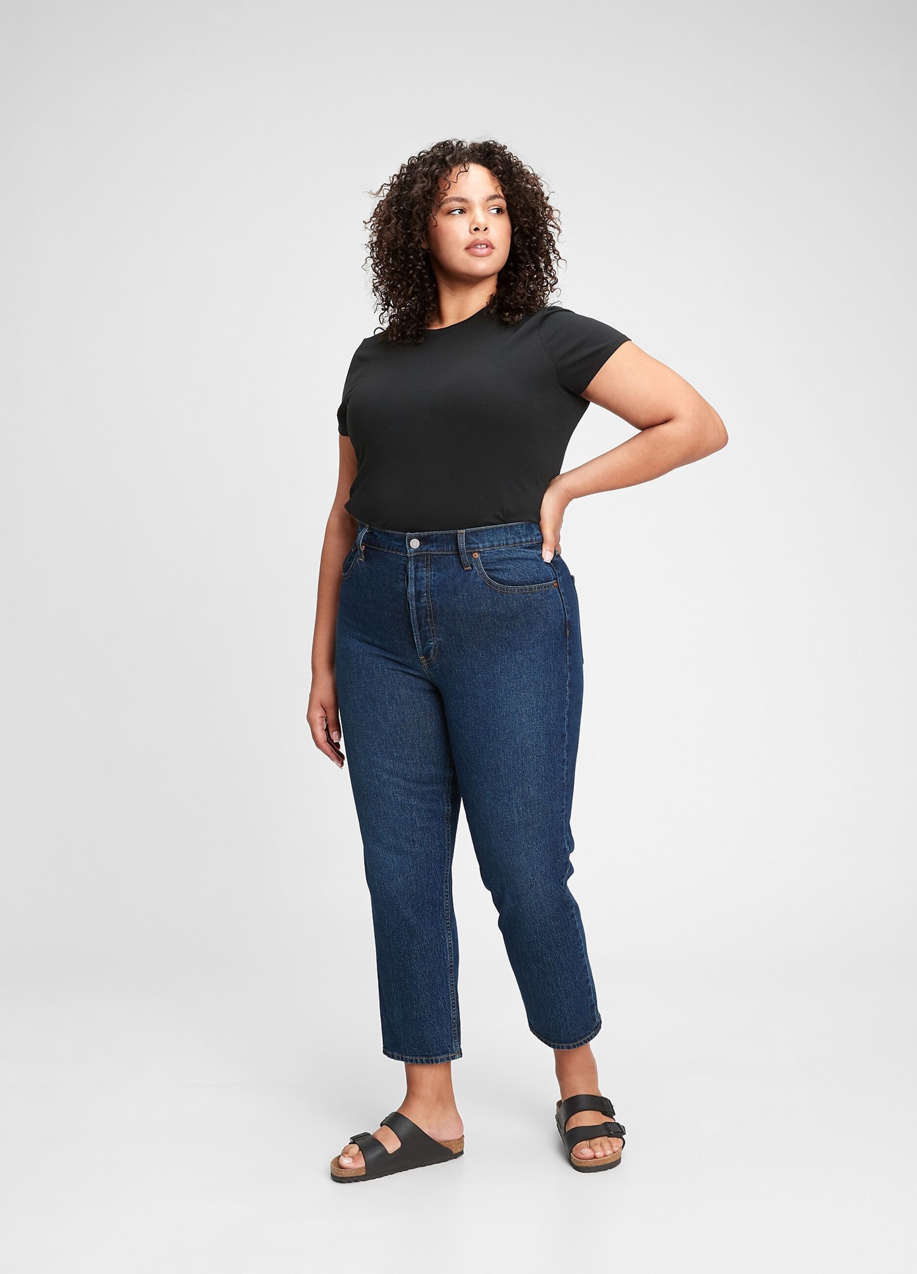 Straight-fit, high-rise jeans