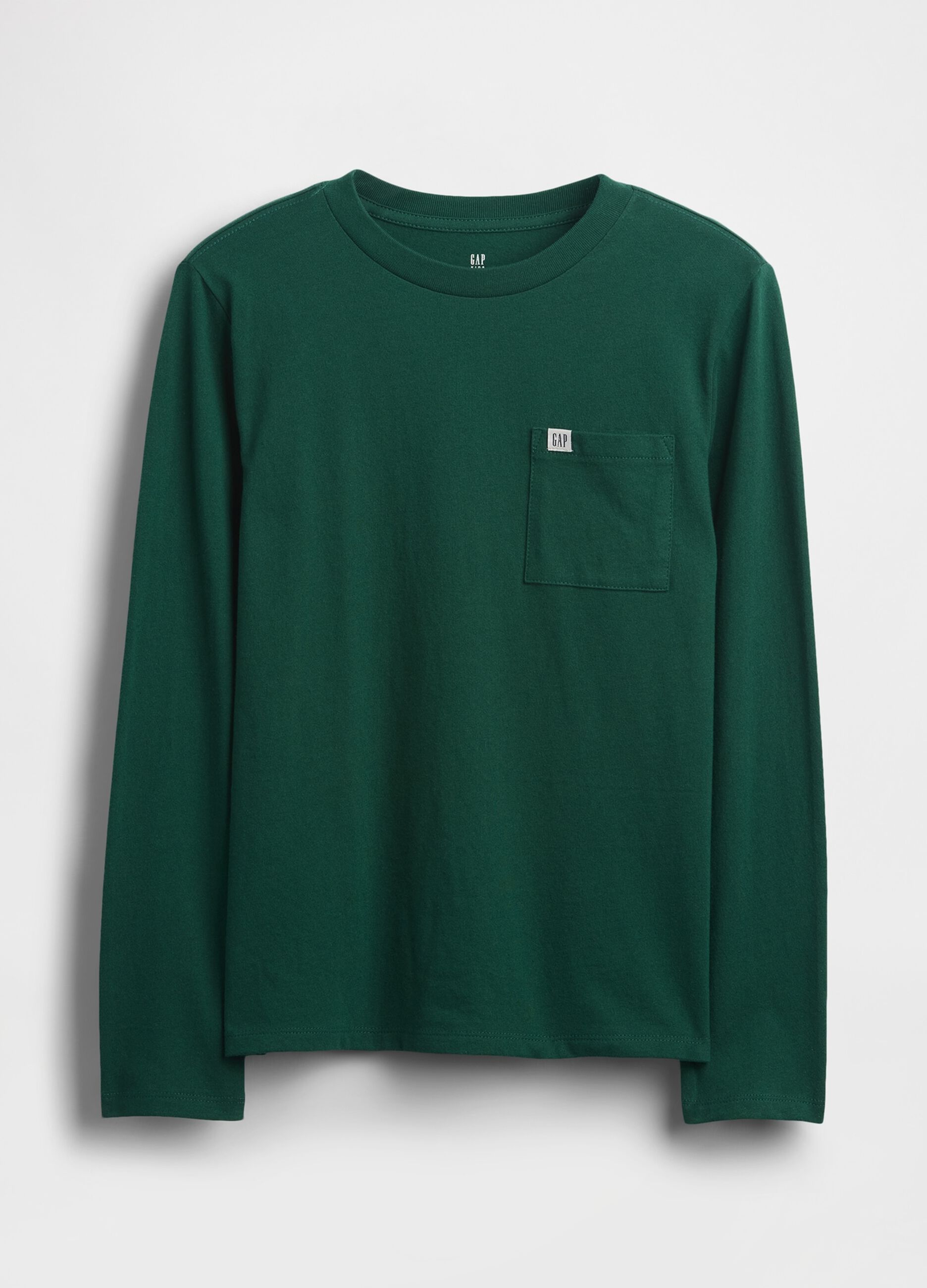 T-shirt verde a maniche lunghe in cotone