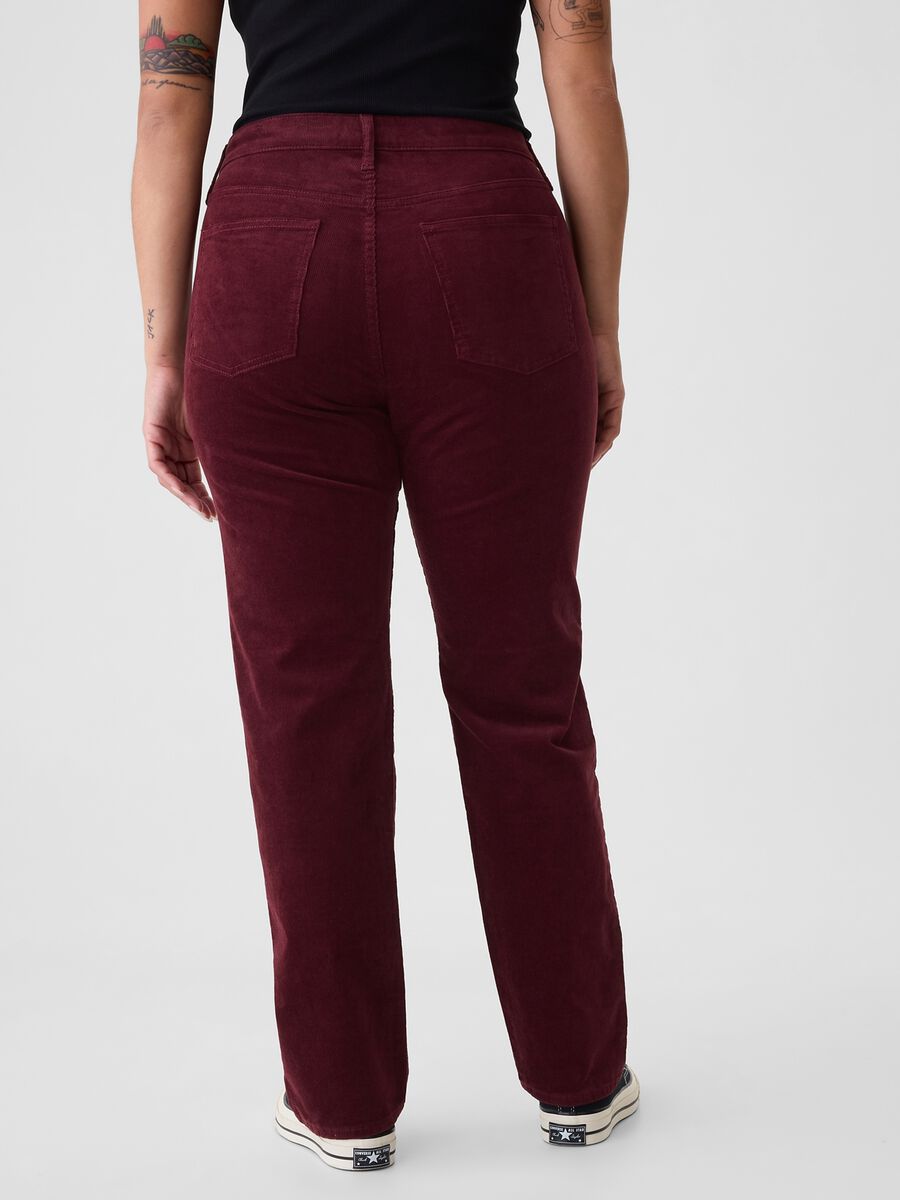 Pantalone straight a vita alta in corduroy Donna_5