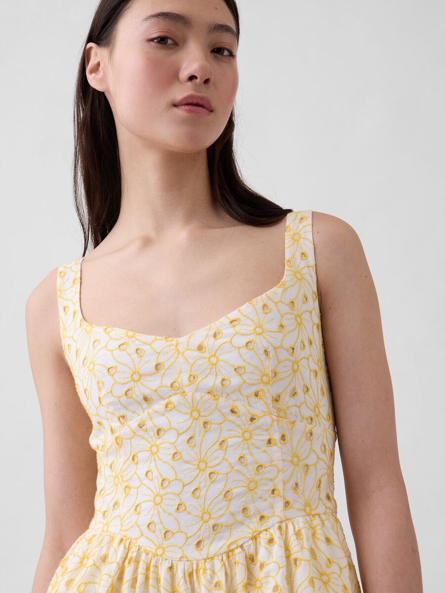 Abito midi in puro cotone con stampa floreale Donna_3