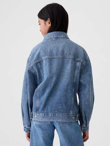 Giacca corta in denim acid wash_2