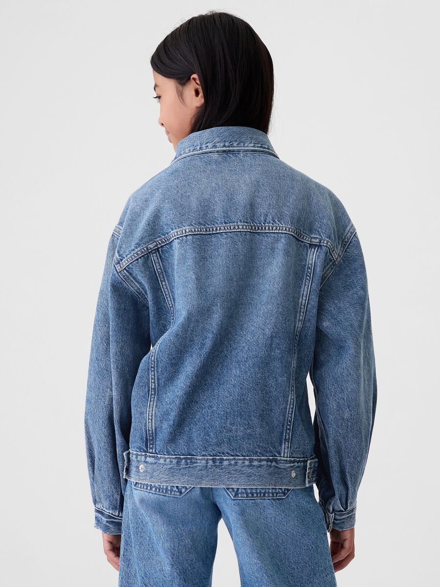 Giacca corta in denim acid wash Bambina_2