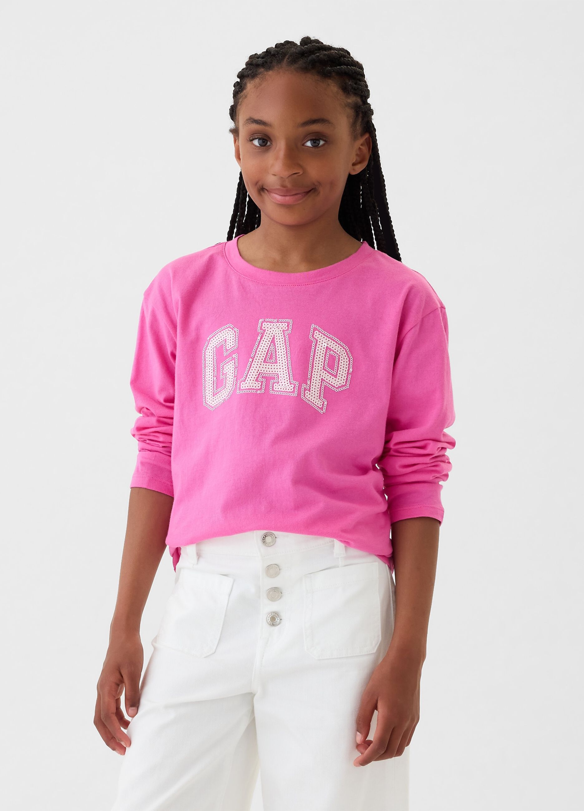 T-shirt con logo in micro paillettes