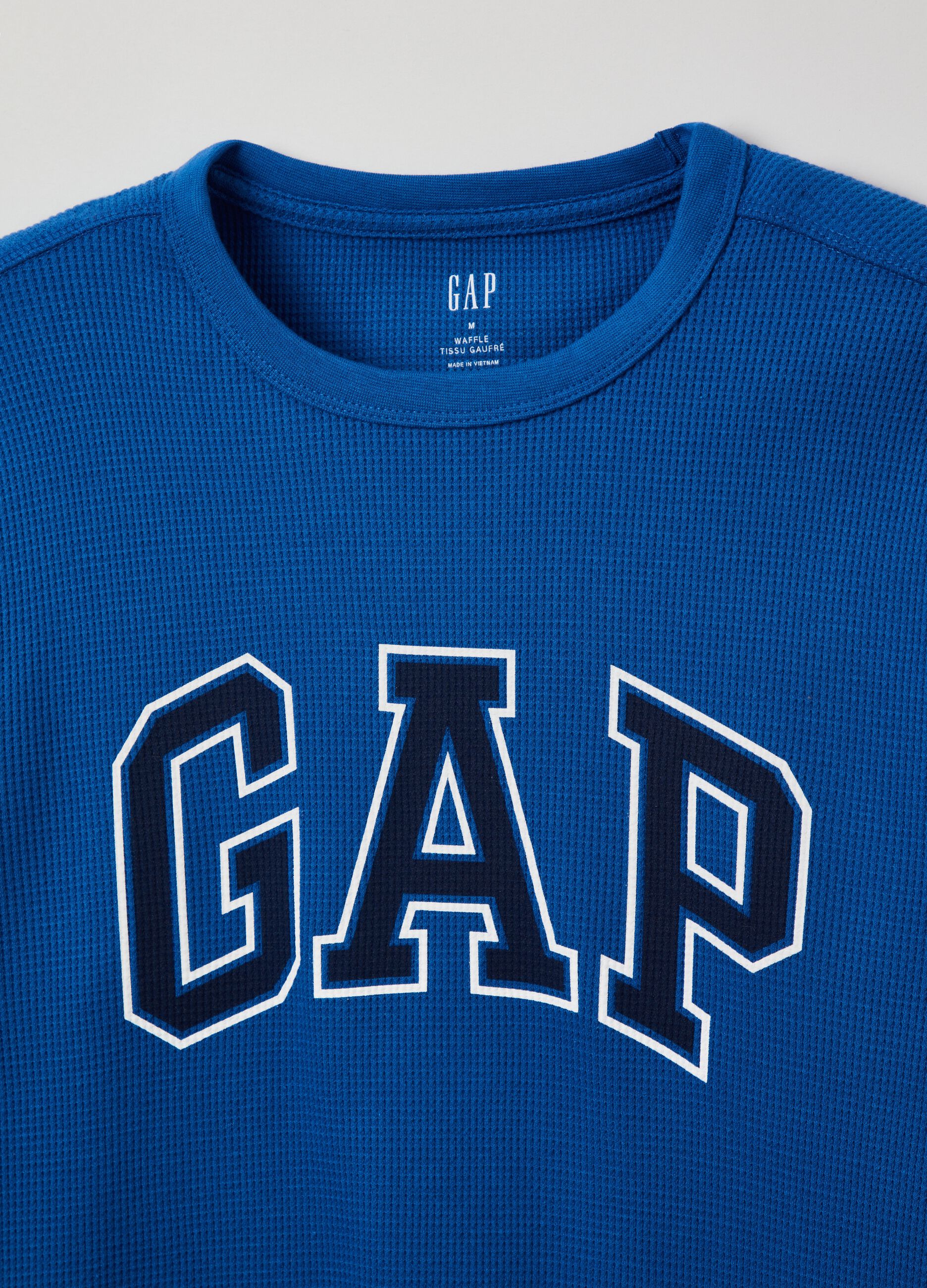 T-shirt con trama waffle stampa logo_2