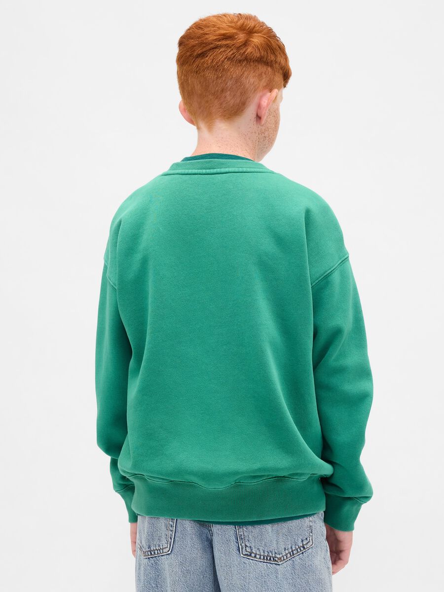 Felpa verde girocollo in cotone Bambino_1