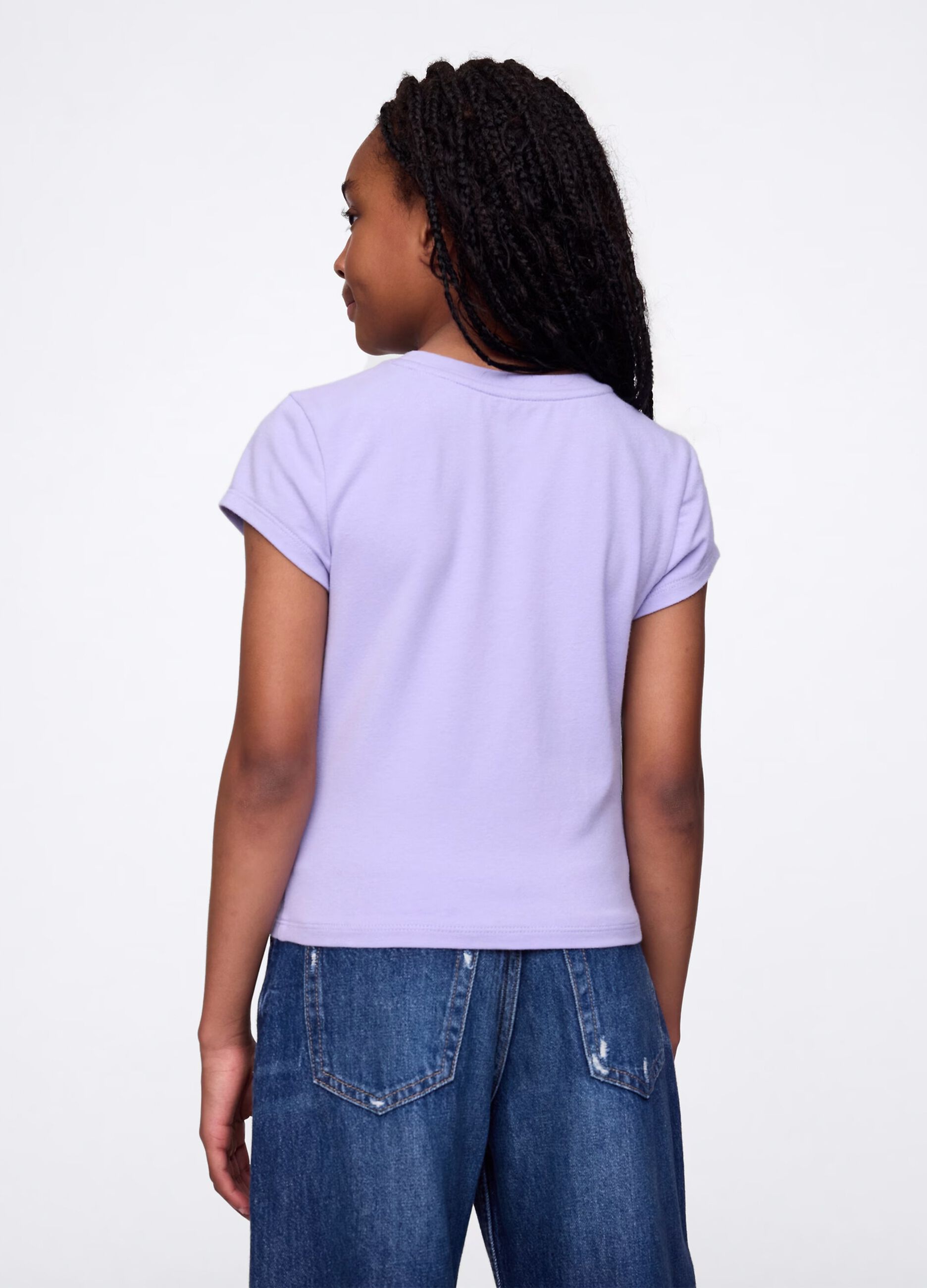 T-shirt viola in cotone stretch_1