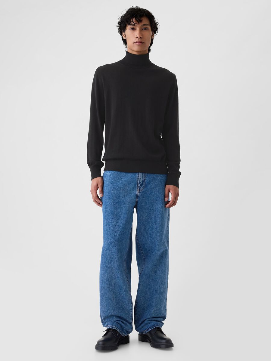 Pullover in lana merino a collo alto Uomo_1