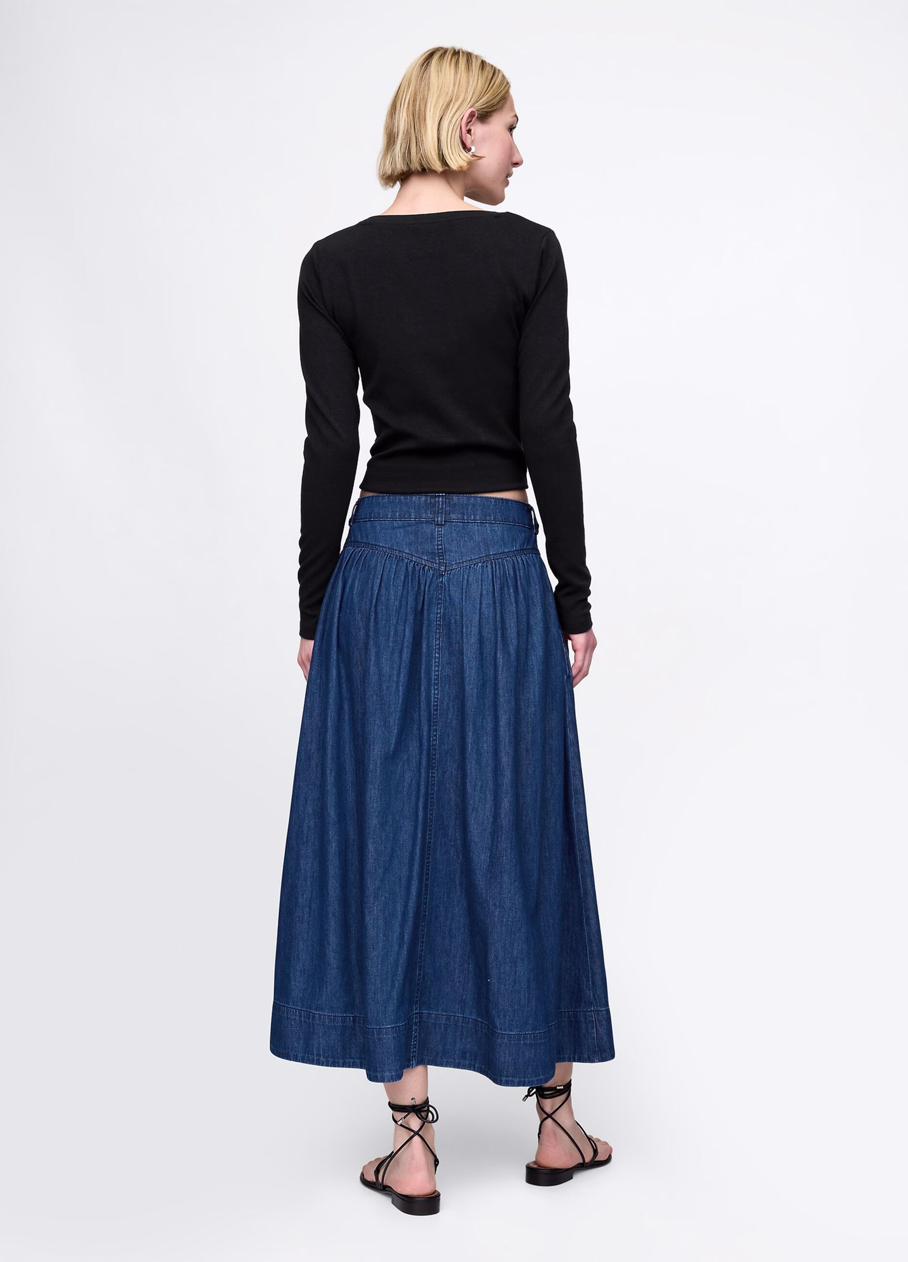 Gonna lunga in denim di cotone_2