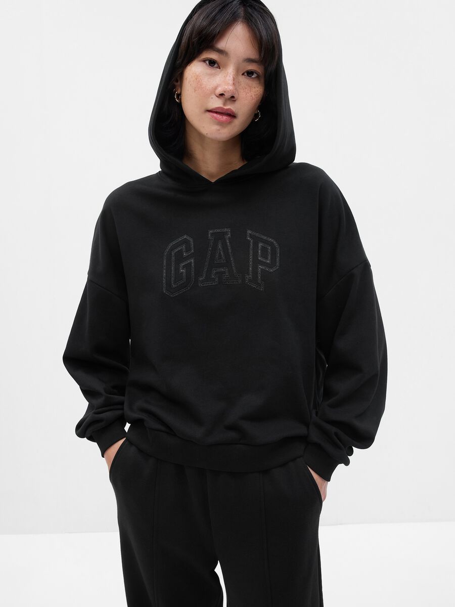 Oversized sweatshirt with logo embroidery and lurex details Woman_0