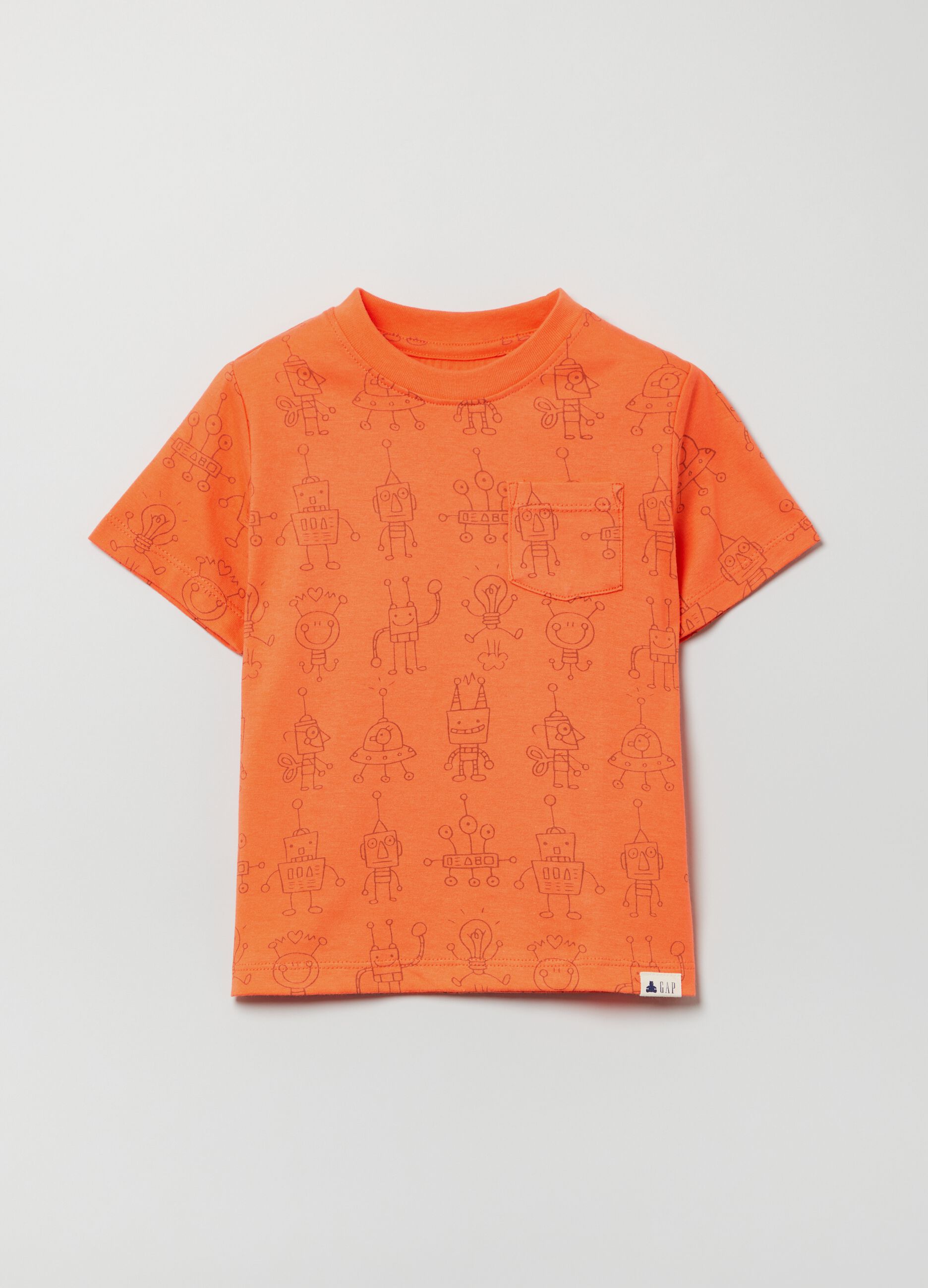 T-shirt with pocket with robots print