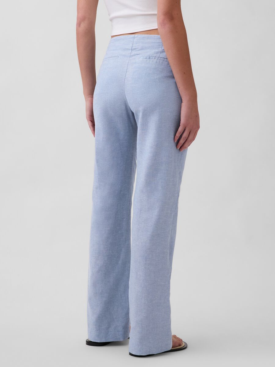 Pantaloni palazzo in misto lino Donna_2