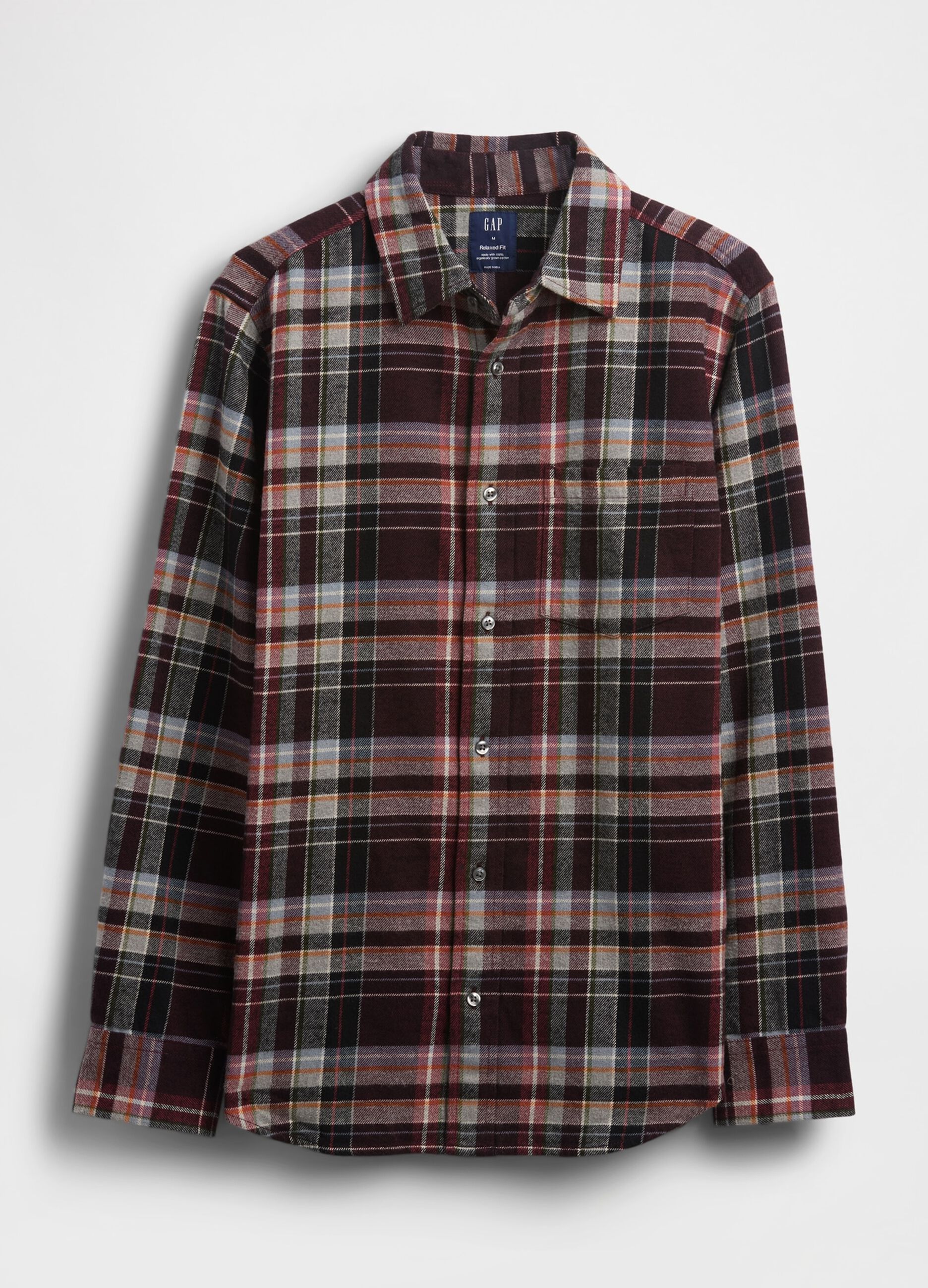 Camicia multicolor a maniche lunghe in puro cotone