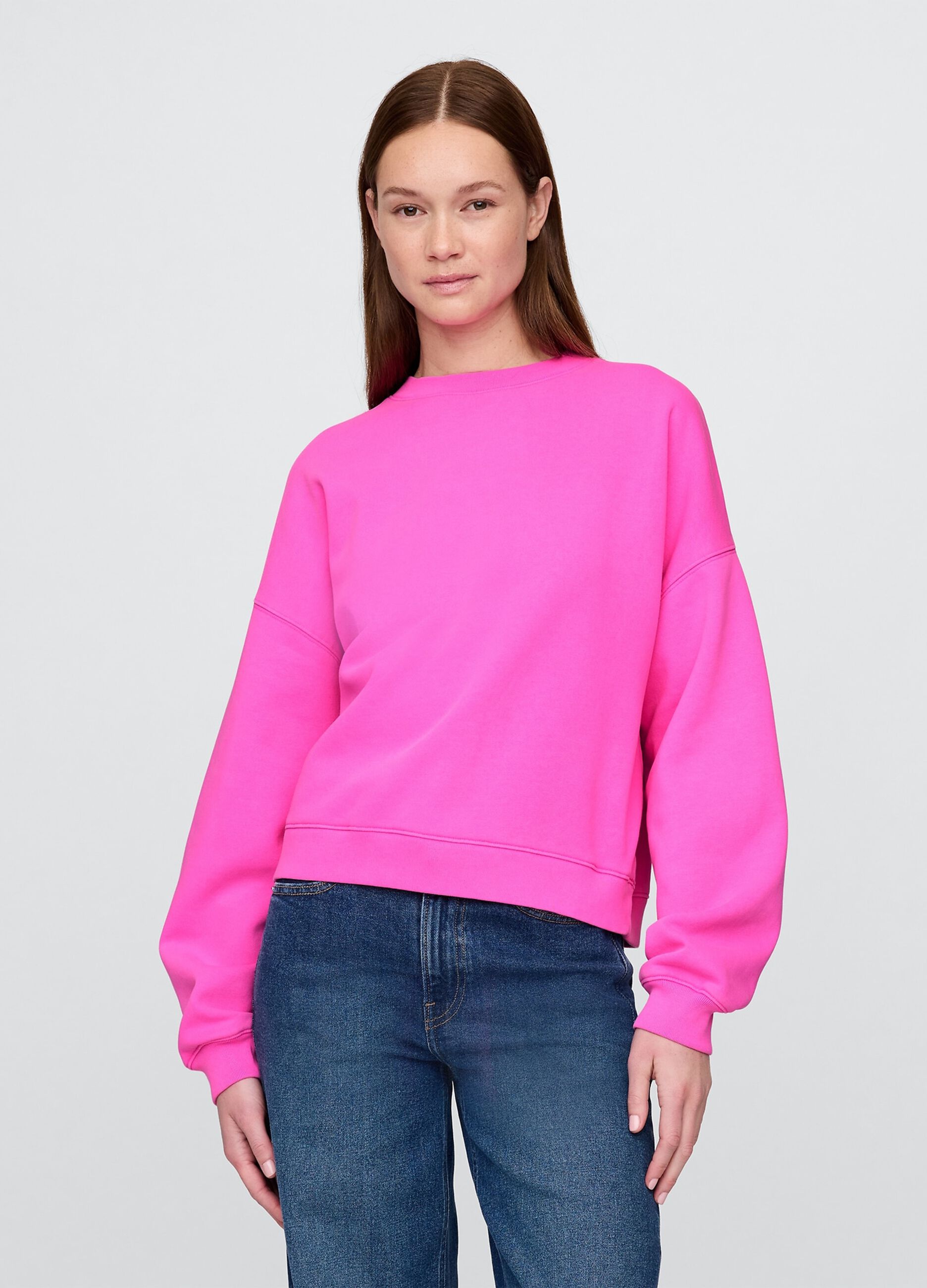 Felpa rosa girocollo