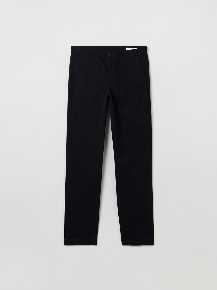 Skinny-fit chino trousers in stretch cotton Man_1