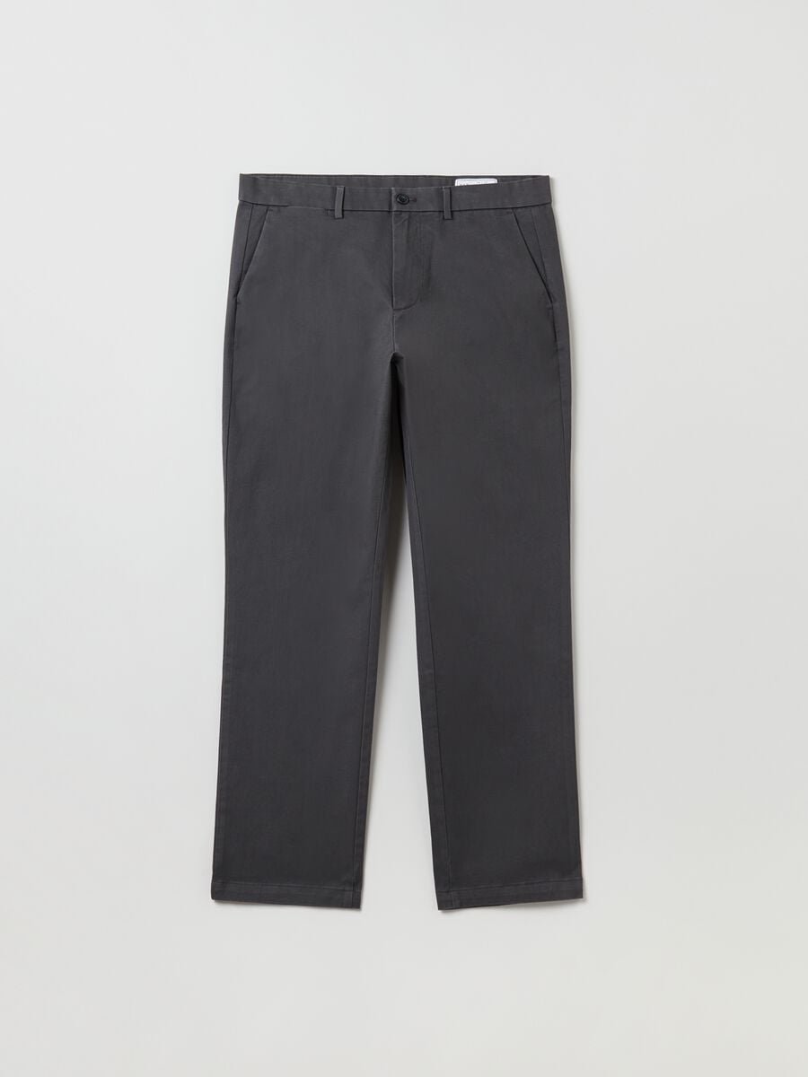Pantaloni straight fit in cotone stretch Uomo_1