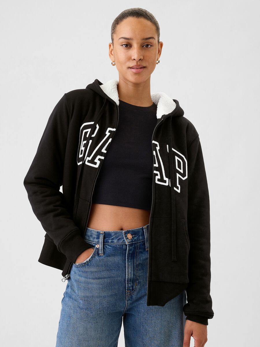 Full-zip con interno in sherpa e ricamo logo Donna_0