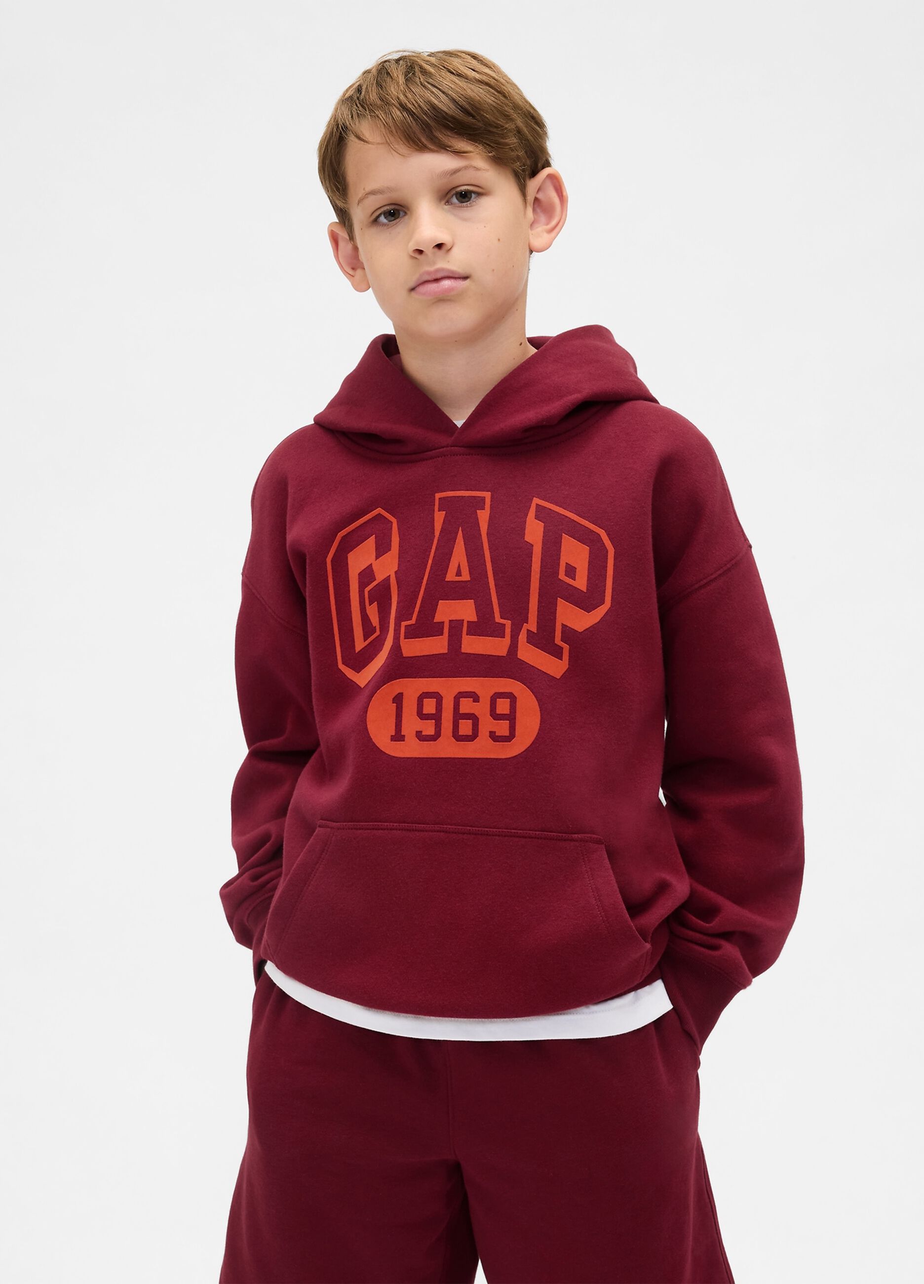 Felpa rossa con cappuccio per bambino
