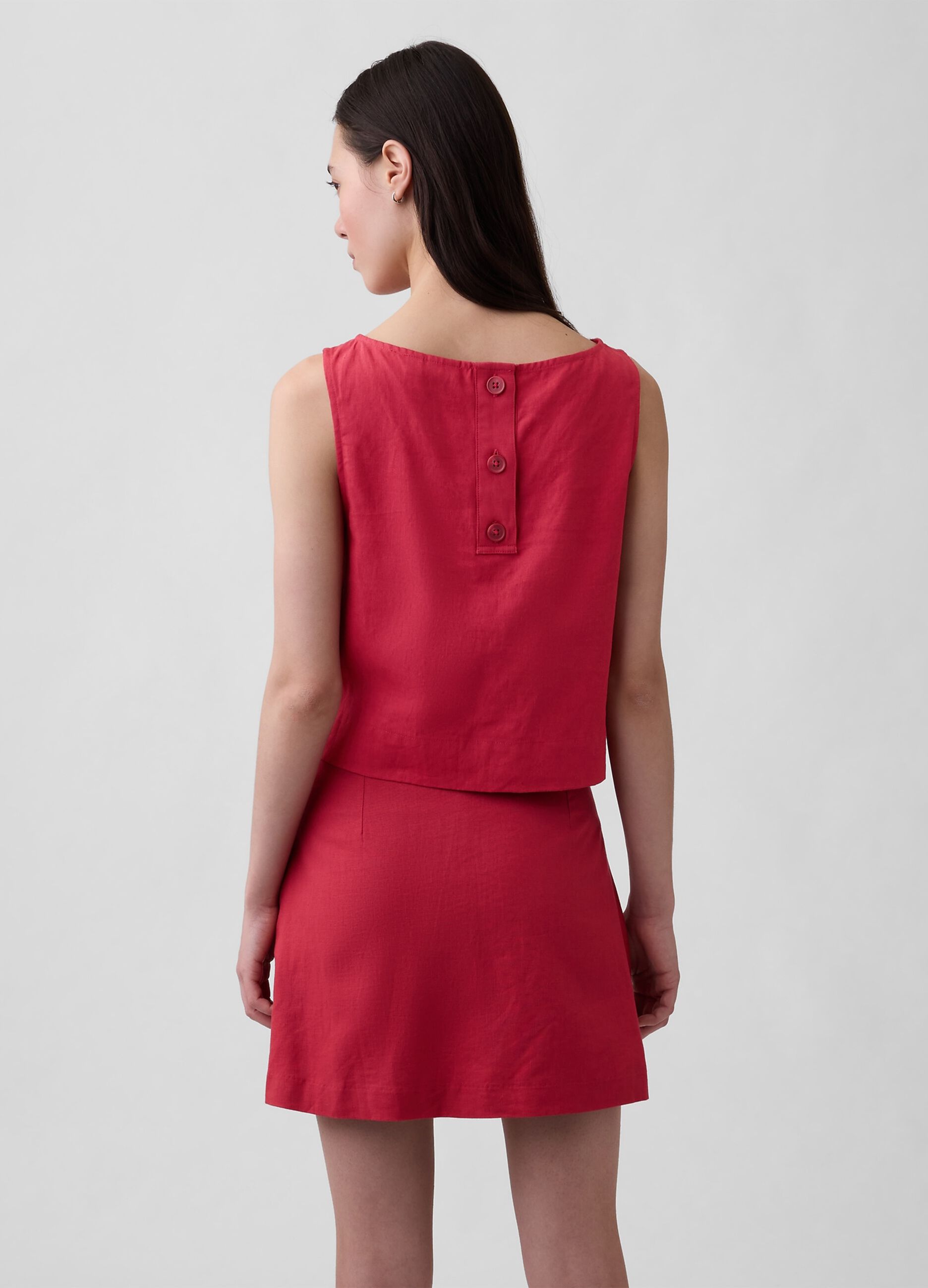 Tank top in misto lino