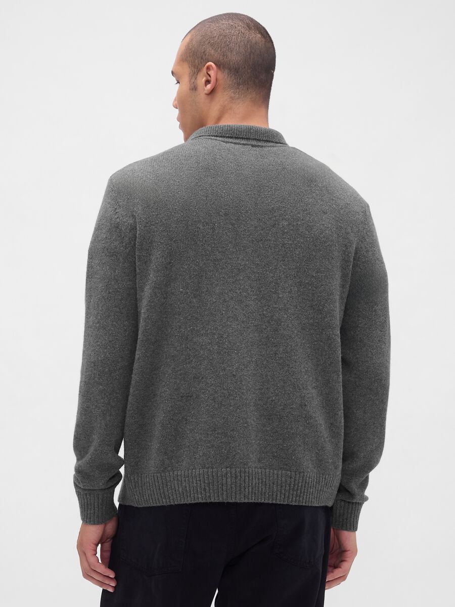 Grey cardigan in wool and polyamide Man_1