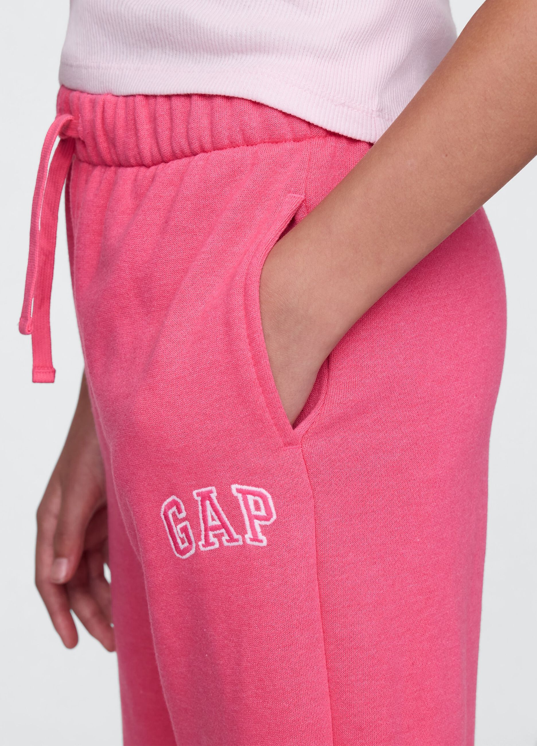 Girls' Pink Cotton Blend Regular Fit Jogger Trousers