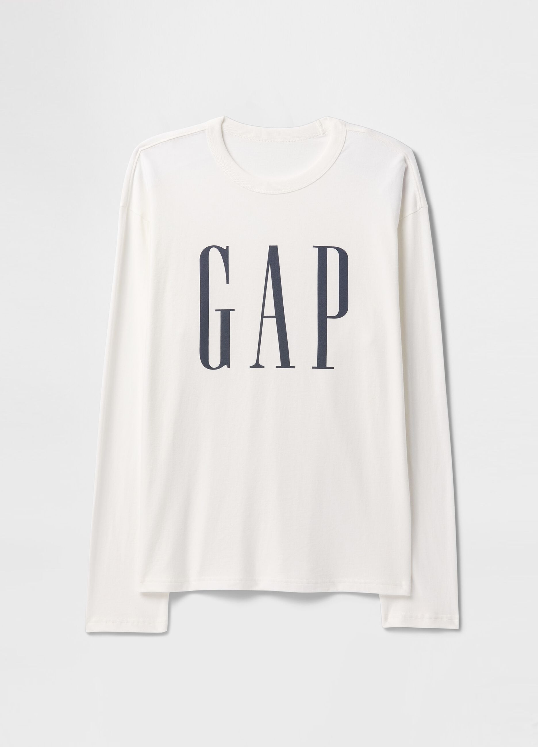 T-shirt bianca a maniche lunghe con logo Gap_3