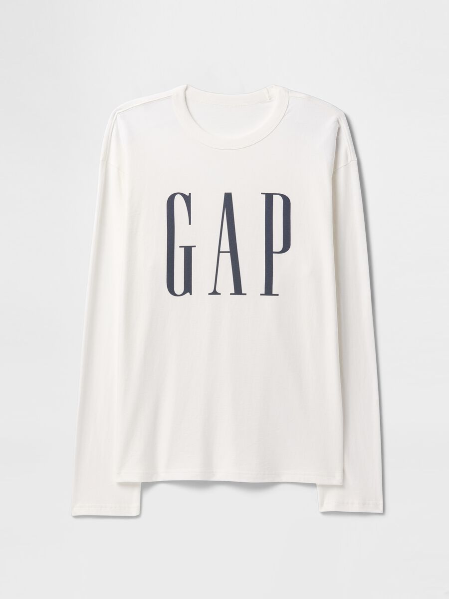 T-shirt bianca a maniche lunghe con logo Gap Uomo_3