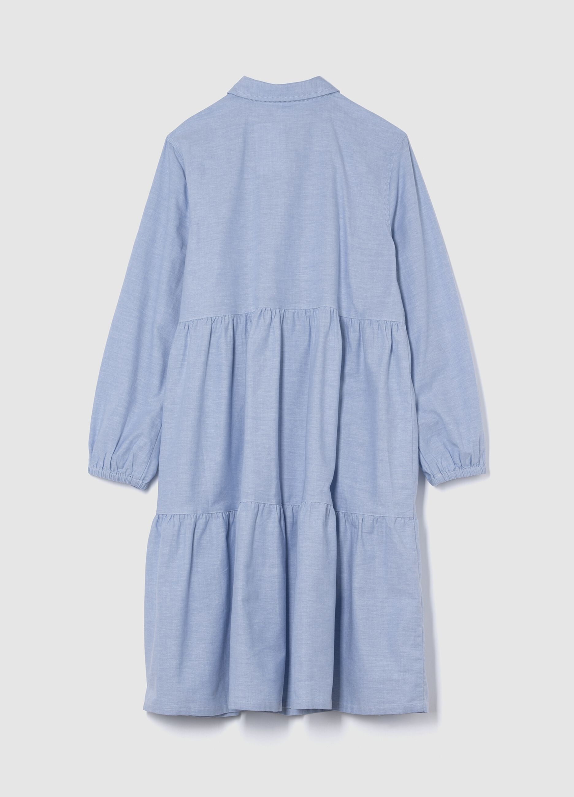 Vestito azzurro per bambina lungo a balze_3