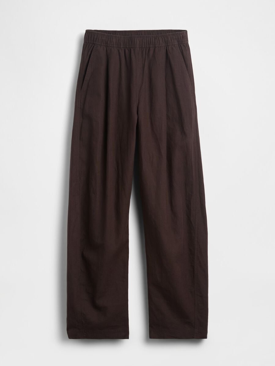 Pantaloni palazzo in misto lino Donna_4