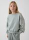 Grey cotton blend sweatshirt for girls with floral details_0