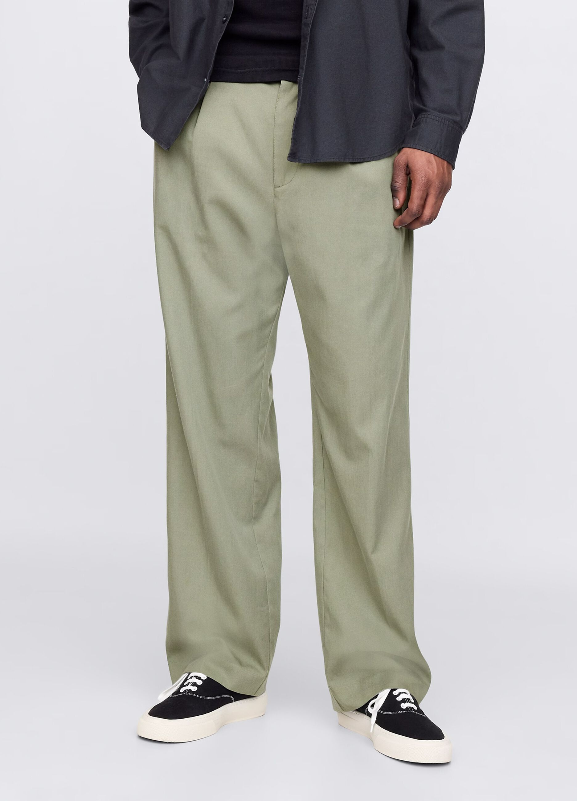 Green wide-leg trousers in Lyocell and cotton_1