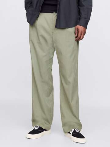 Pantaloni verde a gamba larga in Lyocell e cotone_1