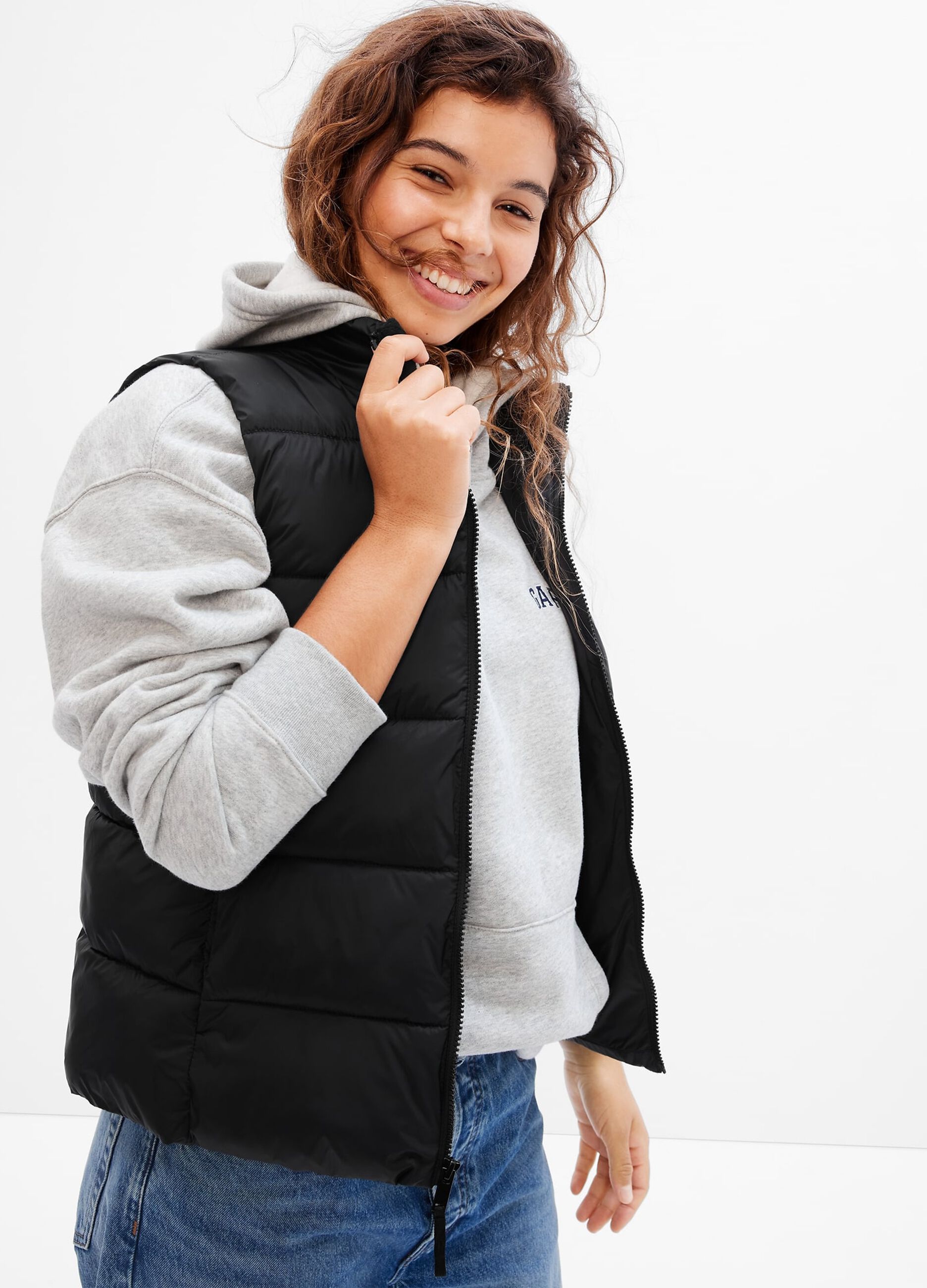 Gilet trapuntato full-zip a collo alto