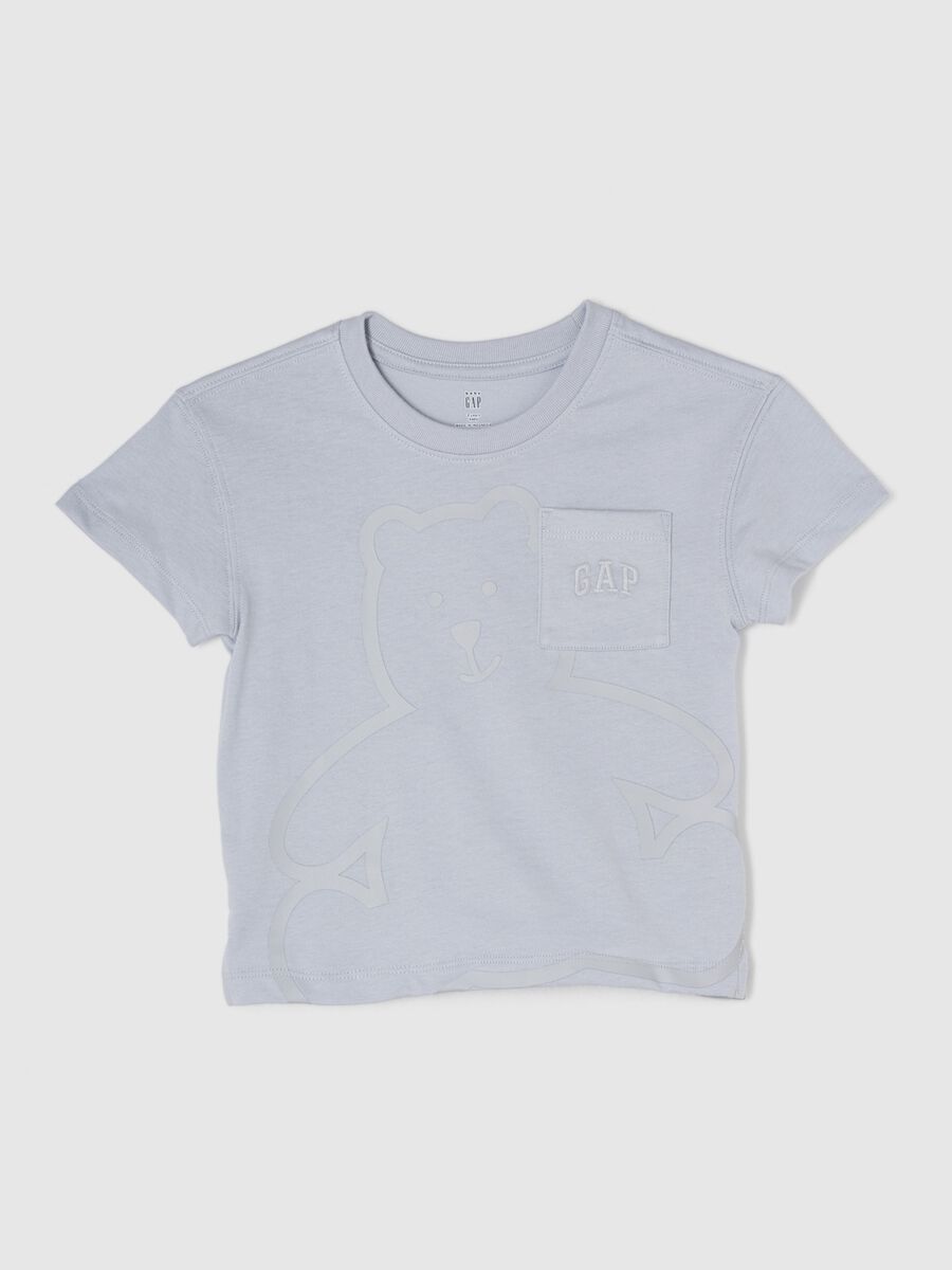 T-shirt in cotone con tasca e stampa orsetto Bimbo_0