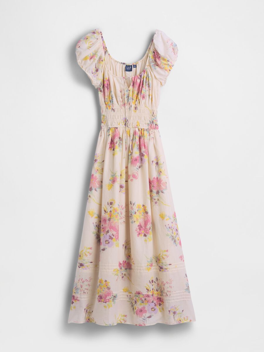 Abito midi in puro cotone a fiori Donna_4