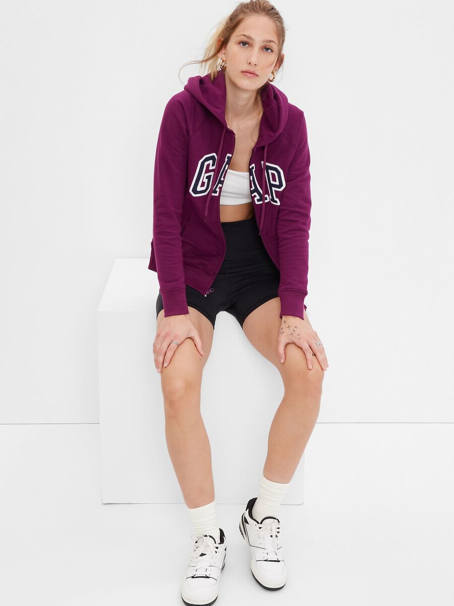 Full-zip hoodie with logo embroidery Woman_0